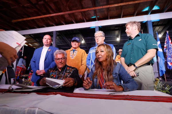 In a historic moment, dignitaries from the Métis Nation-Saskatchewan, the federal government and the provincial government participated in a special signing ceremony at this year’s Back to Batoche Days to transfer of a significant portion of land at the historical site of Batoche back to the Métis Nation - Saskatchewan.  