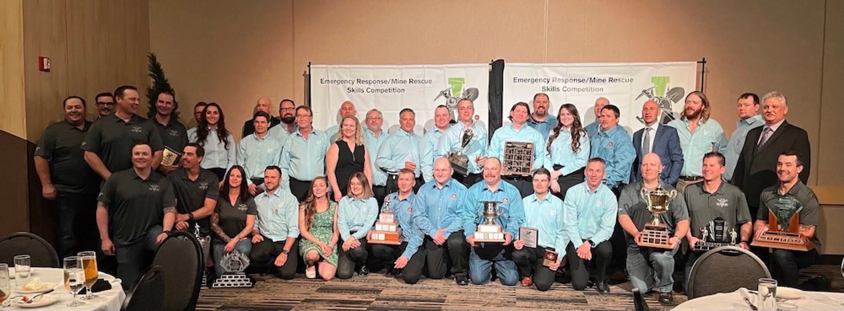 The Belle Plaine group placed first among the surface mining teams. Left to Right: Darren Soyka, Jav Steinhauer. Jamie Poulin, Kvana Main, Richard Petit, Brett King, Jason Hetherington